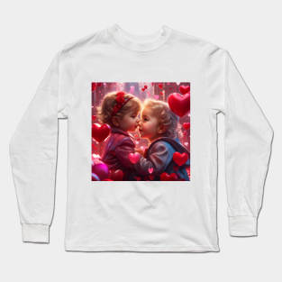 Toddlers celebrating Valentines day Long Sleeve T-Shirt